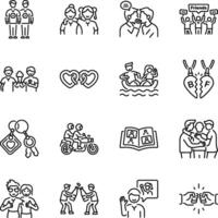 Set of Linear Style Friendship Day Icons vector