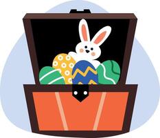 Easter hunt box illustration in flat style vector