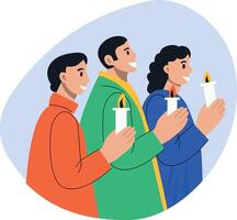 Flat illustration showing some characters performing easter ritual vector