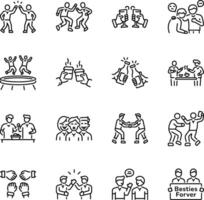 Collection of Linear Style Friendship Icons vector