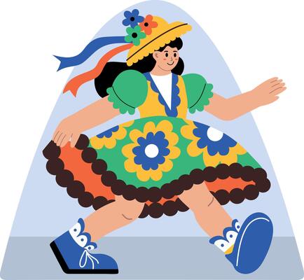 A cute girl wearing easter attire, flat style illustration