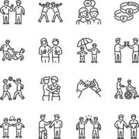 Set of Linear Style Friendship Goal Icons vector