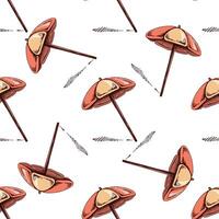 Seamless pattern with beach umbrellas in hand drawn sketch vintage style vector