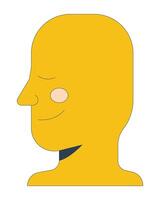 Peaceful minimalist human face in side profile 2D cartoon character. Harmony emotion, closed eyes. Calm expression abstract head flat person isolated on white. Spot illustration colorful vector