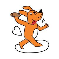 Kids drawing cartoon character of dog playing American football vector