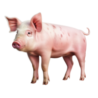 Pink pig with adorable expression and smooth texture for farm animal and agriculture concepts png