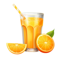 Glass of fresh orange juice with sliced oranges for beverage breakfast and healthy drink concepts png
