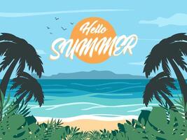 Nature fresh beautiful beach summer banner design background pattern. vector