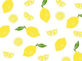 Yellow Lemon icon pattern. Illustration Elements of Hand Drawn Lettering of Hello Summer with Sun. vector