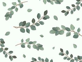 green leaf's wall art background. Foliage line art drawing with abstract shape. vector