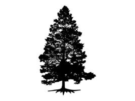 Black Trees and root with leaves on white background. vector