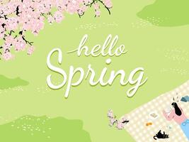 Hello Spring text for season is coming banner. vector