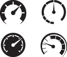 Speedometer Silhouette Illustration, Car Dashboard Gauge in Black and White Isolated On White Background vector