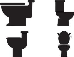 Collection of Toilet Silhouette Illustrations, Isolated on White Background vector