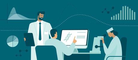 A group of doctors are working on a computer vector