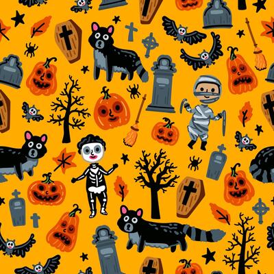 Seamless pattern of Halloween Children funny background
