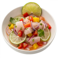 Delicious Peruvian Ceviche with Fresh Fish Mango Red Onion and Lime png