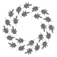 Oak Maple Autumn leaves Grayscale Circular Frame border Autumn Minimalistic Copy space Template idea. Isolated illustration Thematic Greeting Cards, poster, leaflet, label or web promo banner vector