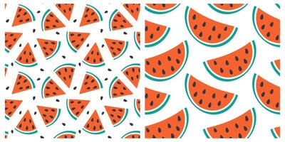Triangle Half Watermelon slices with seeds Seamless pattern Tropical fruits Background concept Set 2. Isolated illustration Thematic Manu Cards Wallpaper, posting or web promo banners, leaflets vector