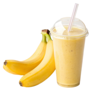 Delicious Banana Smoothie in a Plastic Cup with Fresh Bananas png