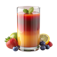 Refreshing Layered Fruit Juice in Glass with Strawberries Blueberries Lemon and Lime png