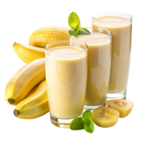 Refreshing Banana Kiwi Smoothie Recipe with Mint Garnish in Glasses png