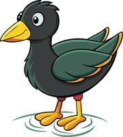 Cartoon black duck with yellow beak vector