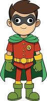 Cartoon batman with green cape and red mask vector