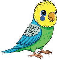 A cartoon parrot with blue and yellow feathers vector
