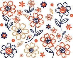 Floral pattern in orange and blue vector
