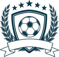 Soccer ball in a shield with laurel wreath vector