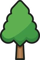 A cartoon tree with a green leaf vector