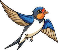A cartoon bird flying with its wings spread vector
