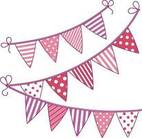 Pink and white bunting flags vector