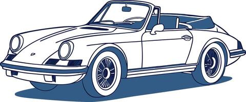 A classic car with the hood open vector