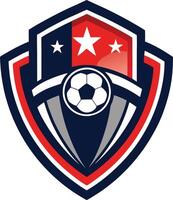 Soccer ball in the center of a shield vector