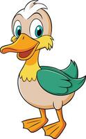 Cartoon duck with green beak and white beak vector