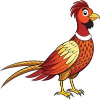 A cartoon pheasant with a red and yellow tail vector