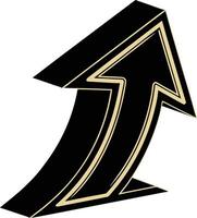 An arrow pointing up in black and gold vector