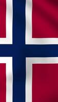 Vertical, portrait waving national flag of Norway. Smooth animation with highly detailed, realistic animated background for social media, screens smartphone. Cloth motion, official colors. video