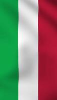 Vertical, portrait, waving national flag of Italy. Smooth animation with highly detailed, realistic animated background for social media, screens smartphone. Cloth motion, official colors. video