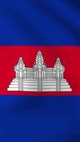 Vertical, portrait waving national flag of Cambodia. Smooth animation with highly detailed, realistic animated background for social media, screens smartphone. Cloth motion, official colors. video