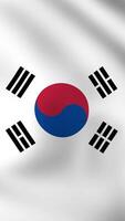 Vertical, portrait, waving national flag of South Korea. Smooth animation with highly detailed, realistic animated background for social media, screens smartphone. Cloth motion, official colors. video