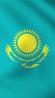 Vertical, portrait, waving national flag of Kazakhstan. Smooth animation with highly detailed, realistic animated background for social media, screens smartphone. Cloth motion, official colors. video