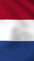 Vertical, portrait waving national flag of Netherlands. Smooth animation with highly detailed, realistic animated background for social media, screens smartphone. Cloth motion, official colors. video