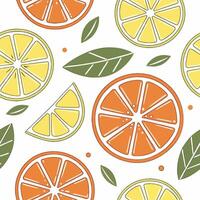 Citrus fruits and leaves seamless pattern vector