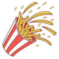 French fries in a paper box with a red stripe vector