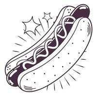 Hot dog with mustard and ketchup on a bun vector