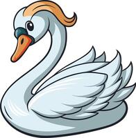 A cartoon swan with a long neck and a long beak vector