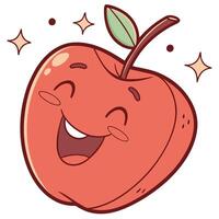 A cartoon apple with a smile on its face vector